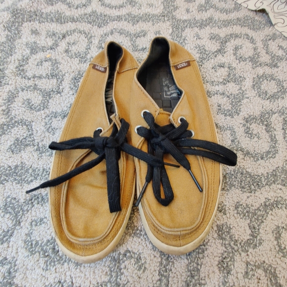 VANS Men's Dark Khaki Tan Canvas Off The Wall Skater Sneakers Loafer Shoes 6.5 - Picture 2 of 10